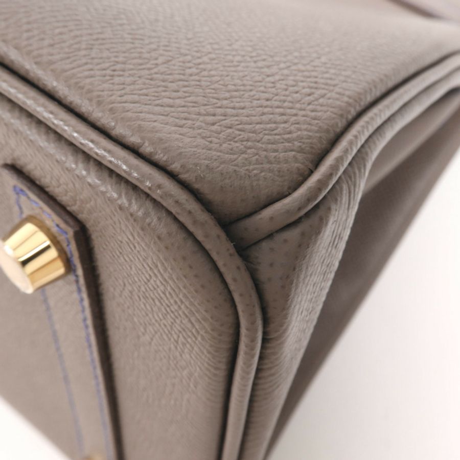 HERMES Epsom皮革Birkin 30金扣手挽袋Etain-12