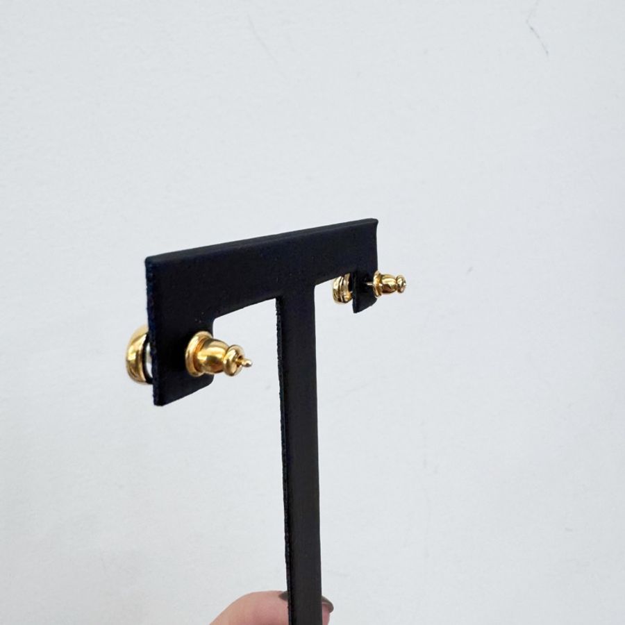 Dior Petit CD Jolie 金色樹脂珍珠耳針耳環-3