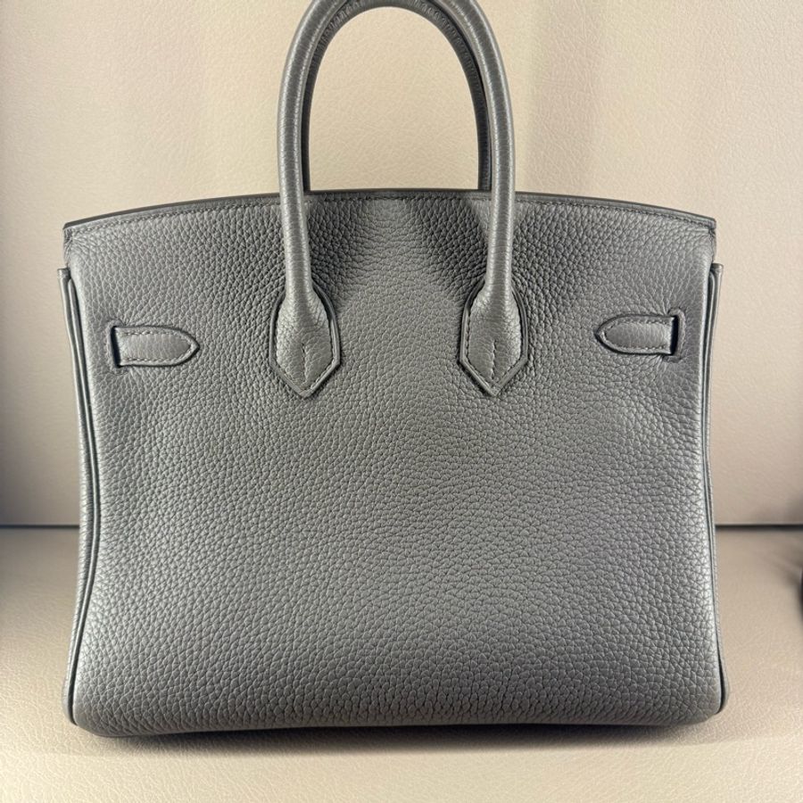 Hermès Birkin 25 Togo皮 Gris Etain 極稀有錫器灰玫瑰金釦 Z刻印 全新旋轉鈕帶膜 無頸紋|冷白皮友善,上身超顯白|日本專櫃購入含購證影本-1