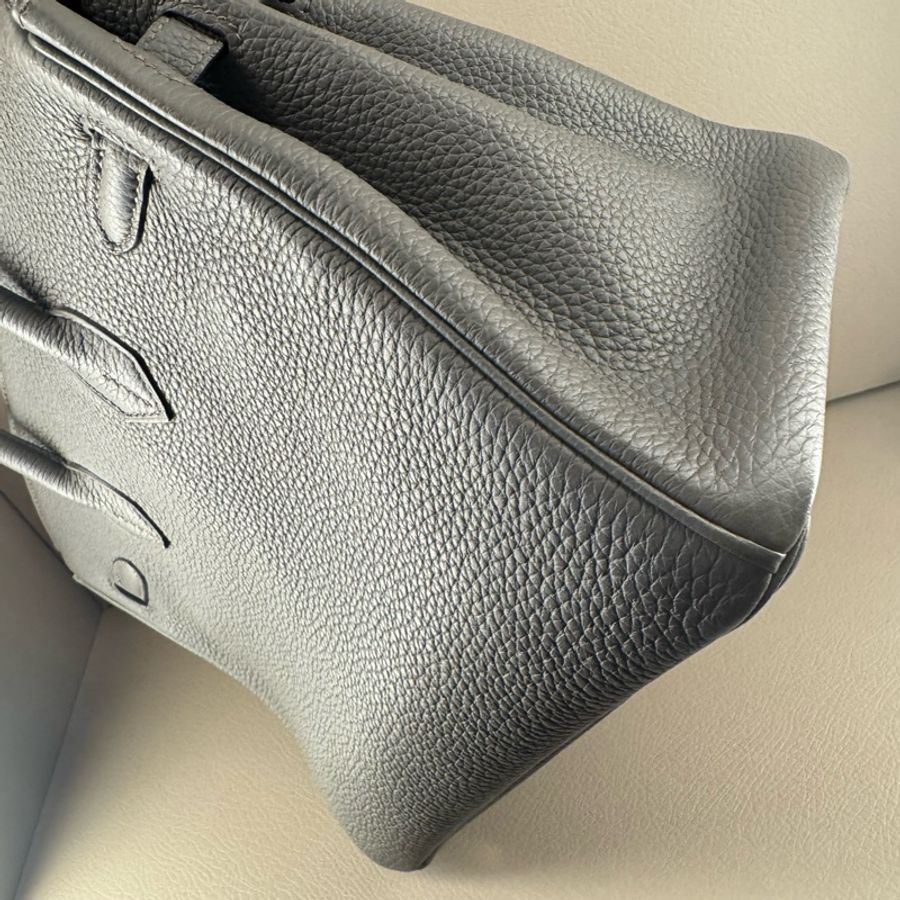 Hermès Birkin 25 Togo皮 Gris Etain 極稀有錫器灰玫瑰金釦 Z刻印 全新旋轉鈕帶膜 無頸紋|冷白皮友善,上身超顯白|日本專櫃購入含購證影本-5