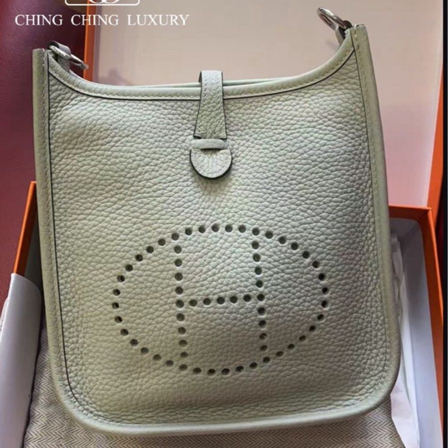 🌈Hermes🌟Mini Evelyne🌟0W冰晶灰銀扣🌟98新🌈🌟Stamp B🌟TC皮🌟-0