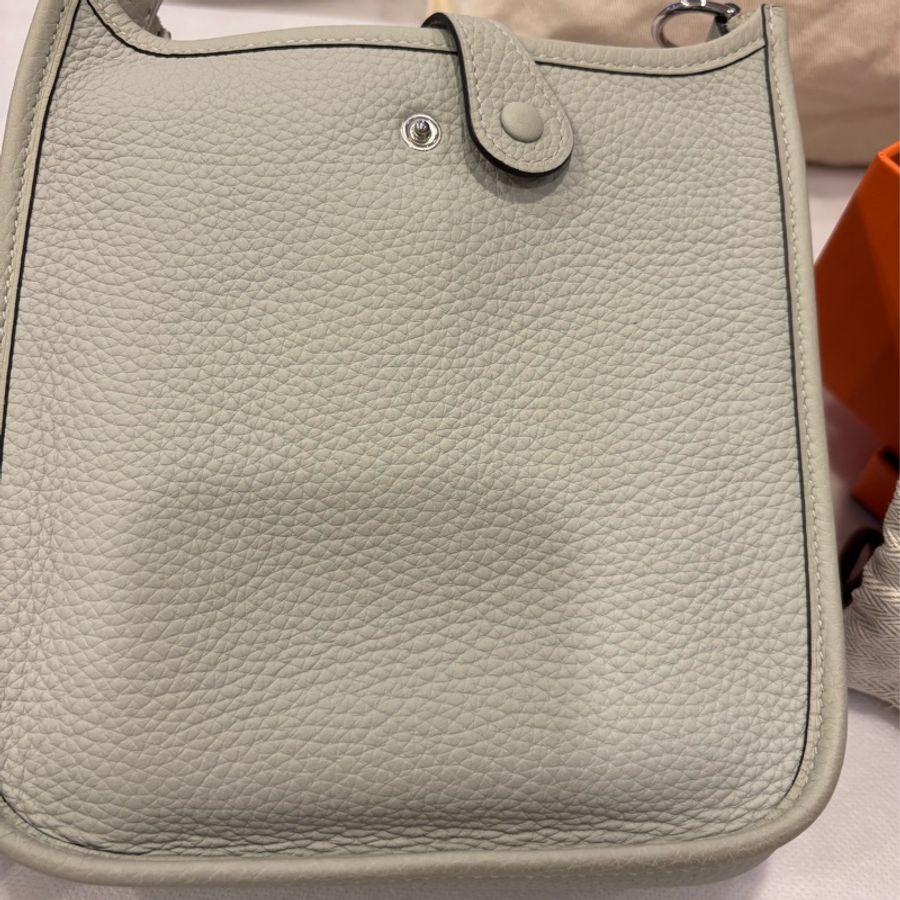 🌈Hermes🌟Mini Evelyne🌟0W冰晶灰銀扣🌟98新🌈🌟Stamp B🌟TC皮🌟-9