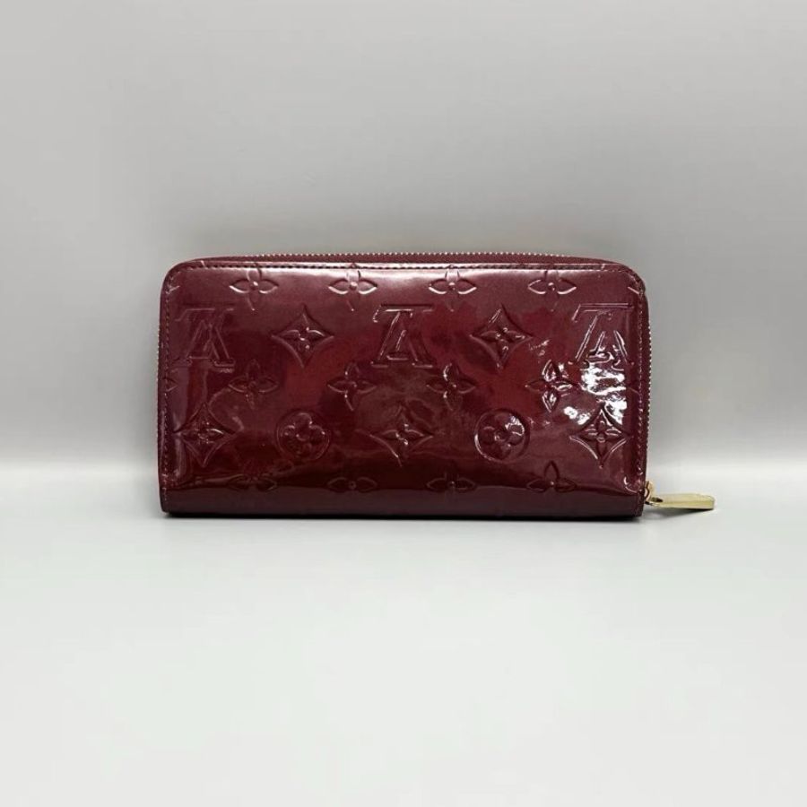 LV 漆皮壓花拉鍊開合長款錢包 19*10*2 98新配件塵袋-5