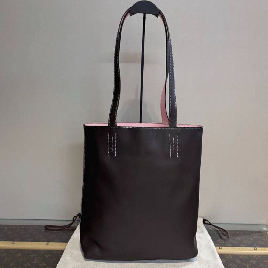 HERMES 新款烏木色櫻花粉Sens35雙面托特包 29*35*11 全新閒置配件盒子購證塵袋-5