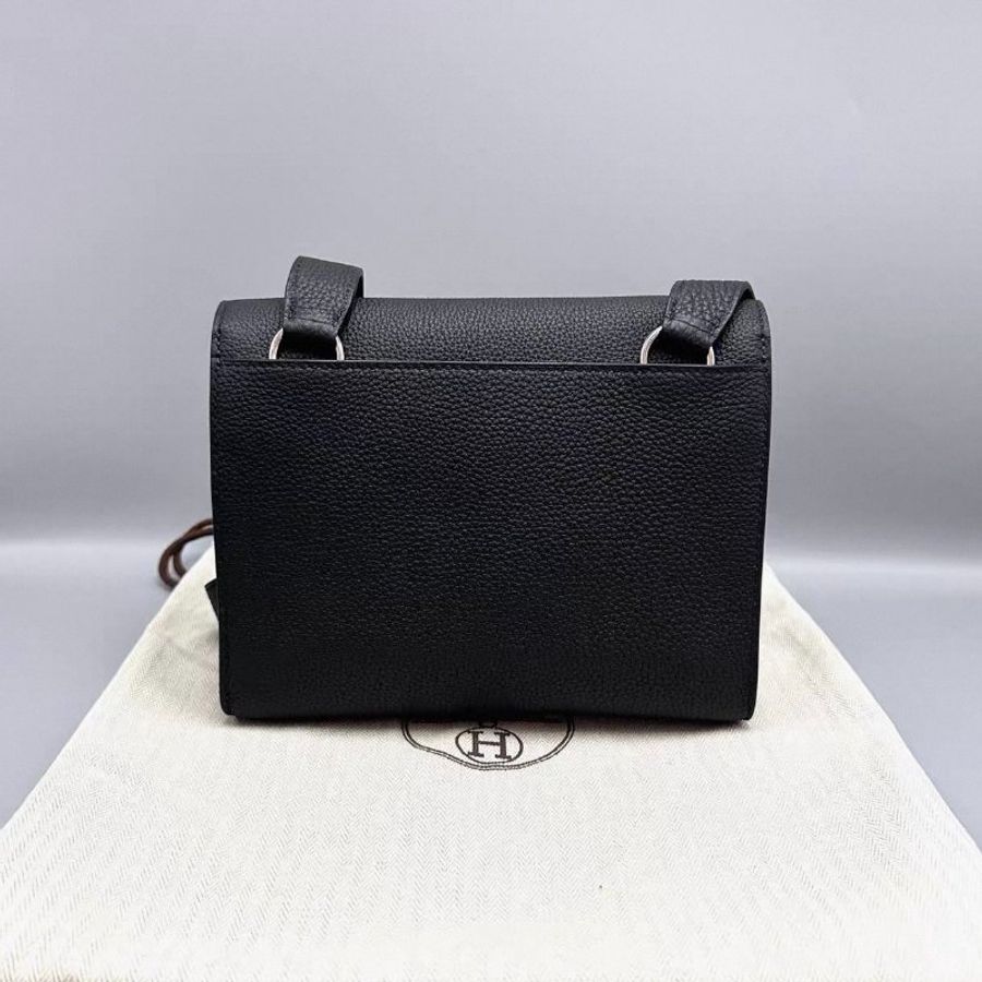 HERMES sac a depeches21黑銀肩背斜背包21*17*4 全新閒置配件塵袋鑰匙-5