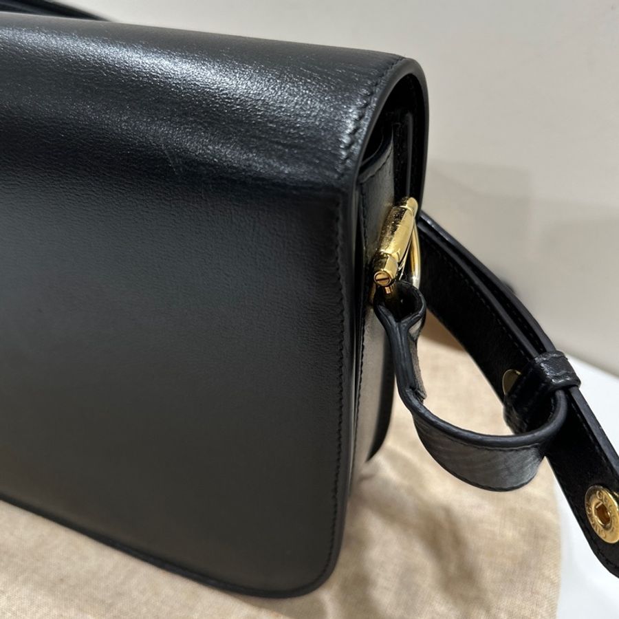 GUCCI Horsebit 1955金扣牛皮黑色肩背包-16