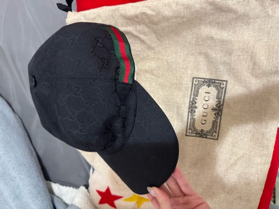 GUCCI 黑色 老花帽 全新 有防塵袋跟紙袋-0