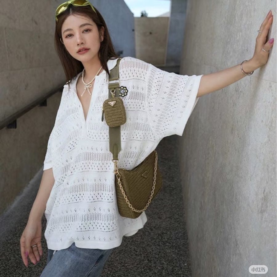 ෆ Prada 三合一草編hobo🔥明星愛用款-5