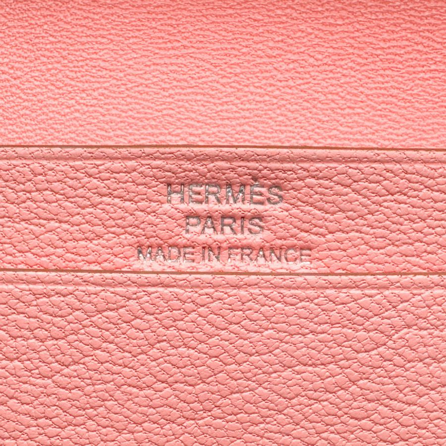 粉色 Chevre皮革 Bearn Mini 短夾 Y刻 銀扣【HERMES 愛馬仕】-6