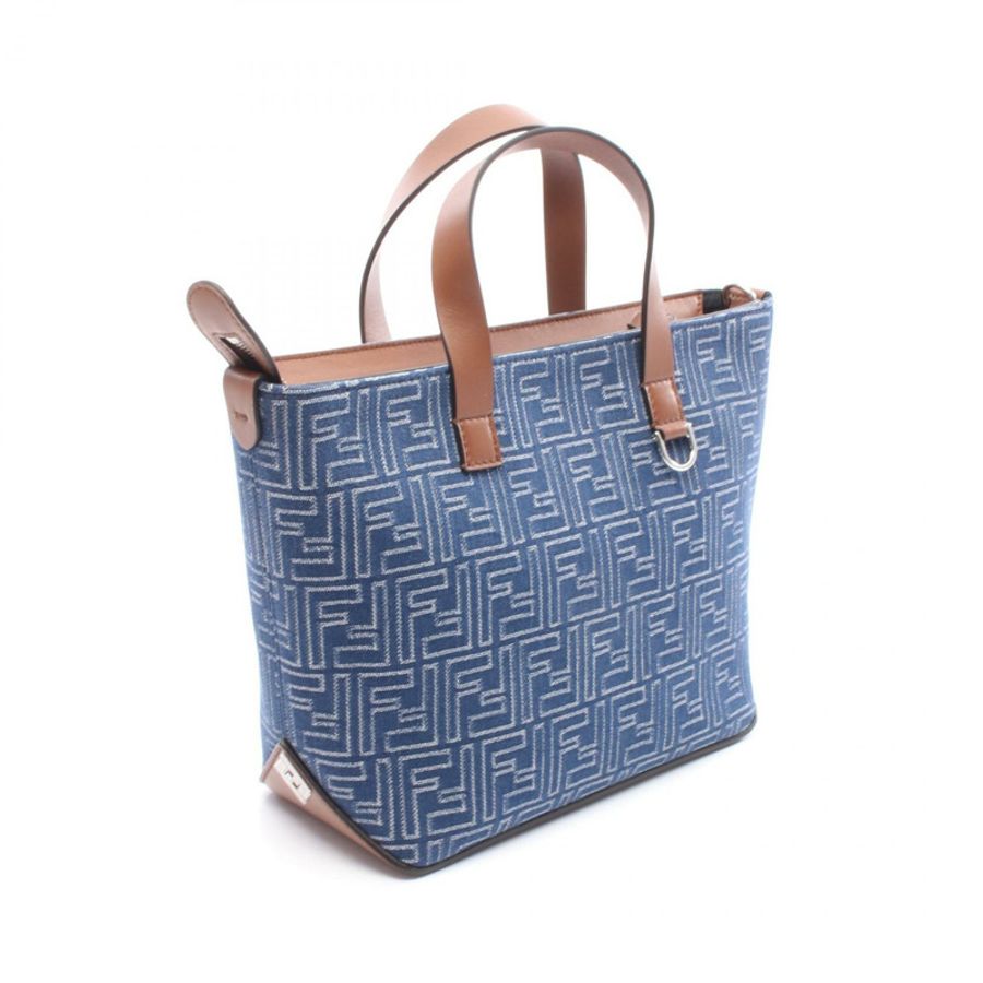 FENDI FF Shopping S Tite 手提包 7VA658AUGOF1SCG 牛仔皮革 海軍藍 棕色 全新-1