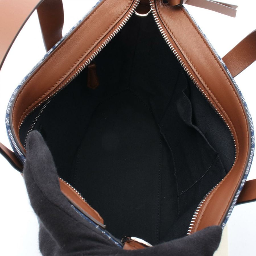 FENDI FF Shopping S Tite 手提包 7VA658AUGOF1SCG 牛仔皮革 海軍藍 棕色 全新-2