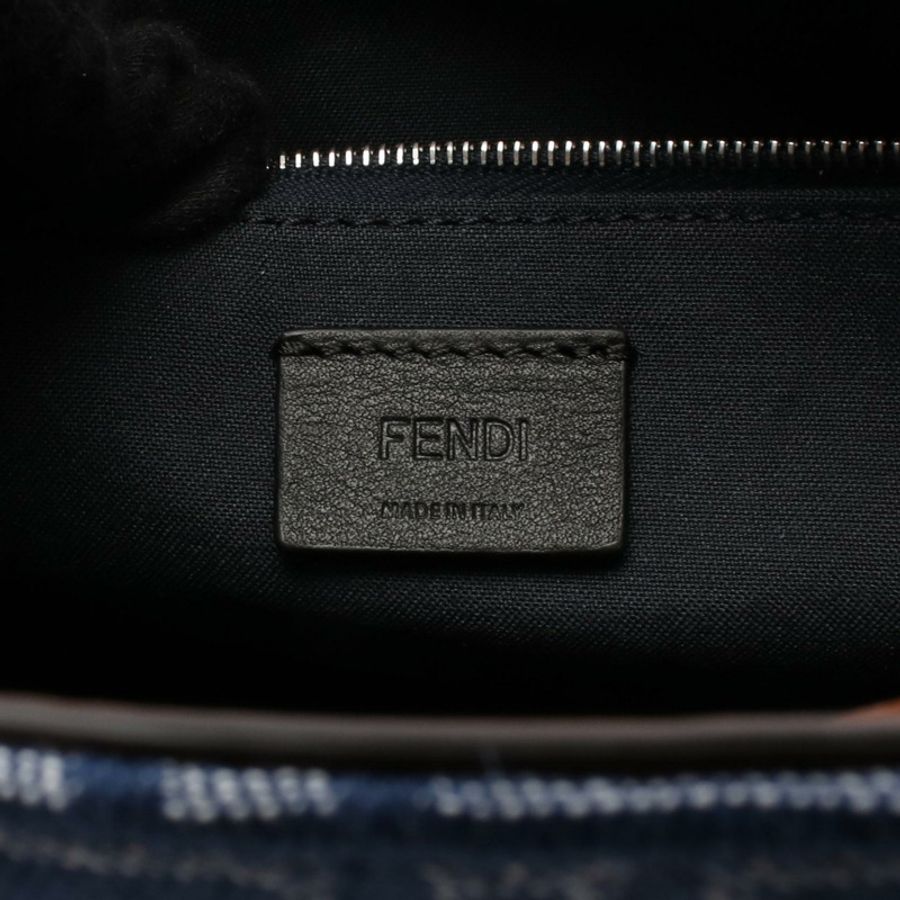 FENDI FF Shopping S Tite 手提包 7VA658AUGOF1SCG 牛仔皮革 海軍藍 棕色 全新-3