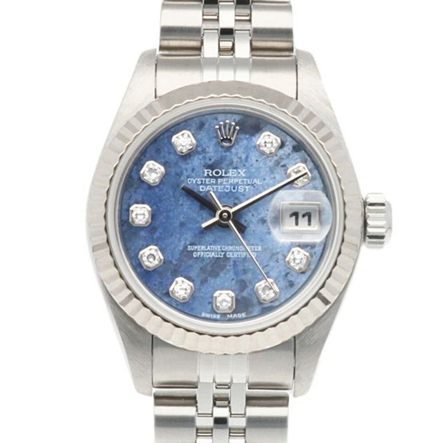 勞力士 Datejust Oyster Perpetual 腕錶,不鏽鋼,79174G,自動上鍊,已檢修和重新加工,序號 A,女士腕錶,10 顆鑽石,方鈉石-0