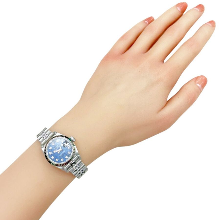 勞力士 Datejust Oyster Perpetual 腕錶,不鏽鋼,79174G,自動上鍊,已檢修和重新加工,序號 A,女士腕錶,10 顆鑽石,方鈉石-1