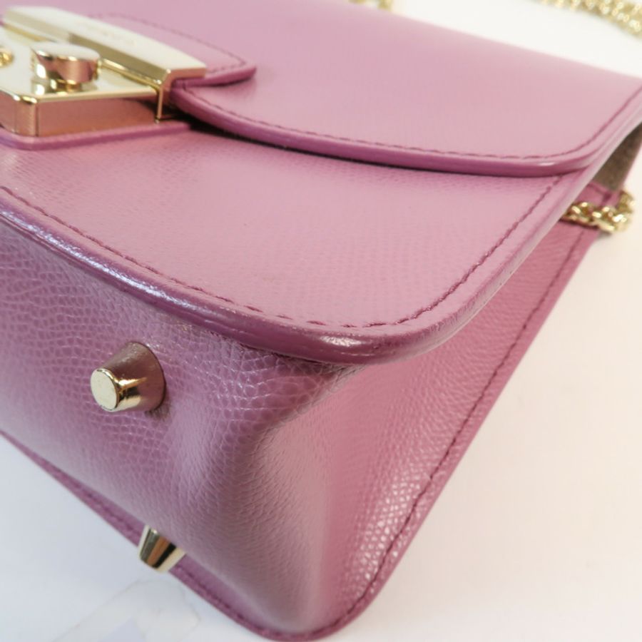 Furla 牛皮皮革Chain Shoulder金扣鏈帶肩背袋-6