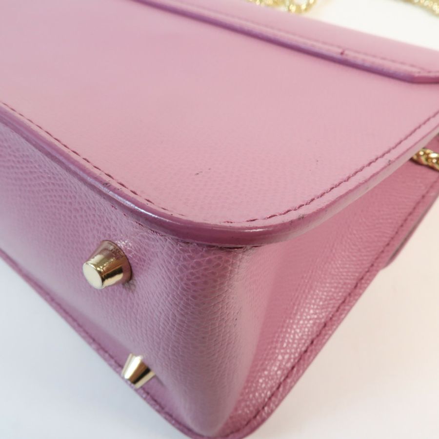 Furla 牛皮皮革Chain Shoulder金扣鏈帶肩背袋-8