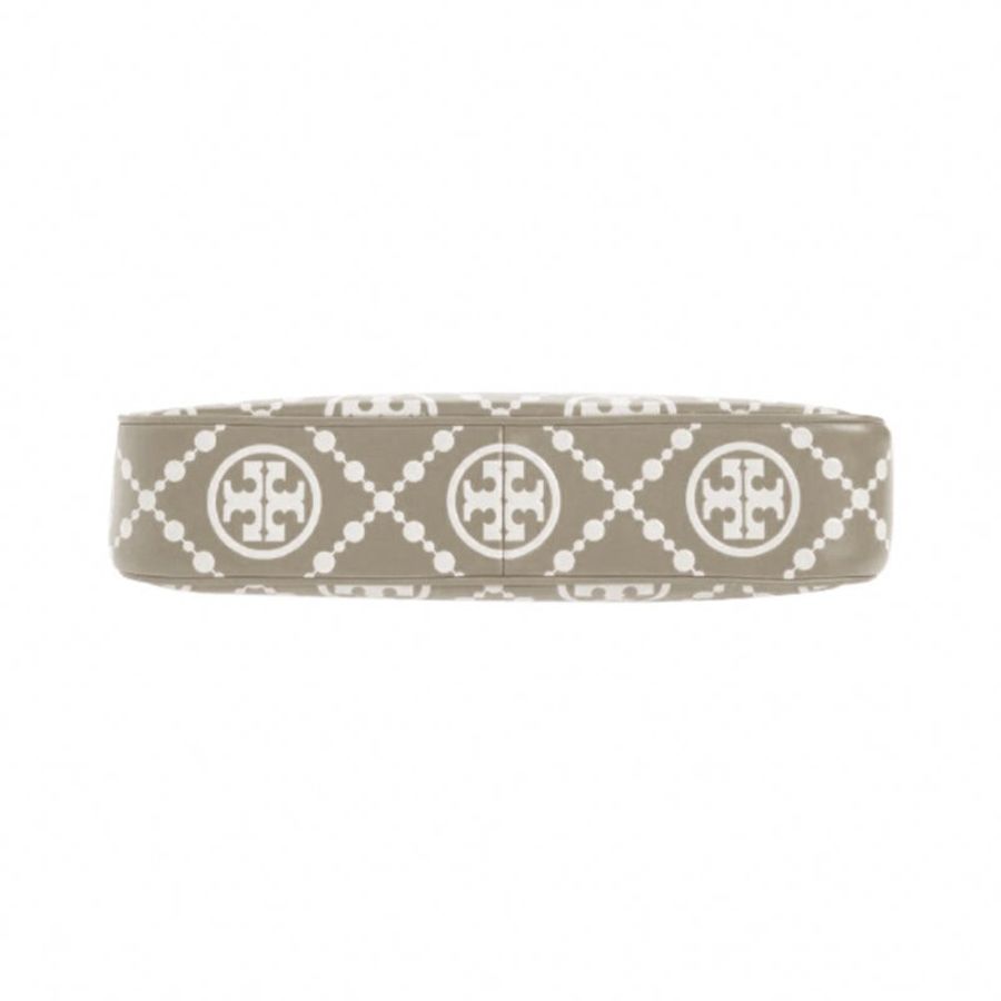 【TORY BURCH】滿版LOGO皮革肩斜兩用背包-灰色-3