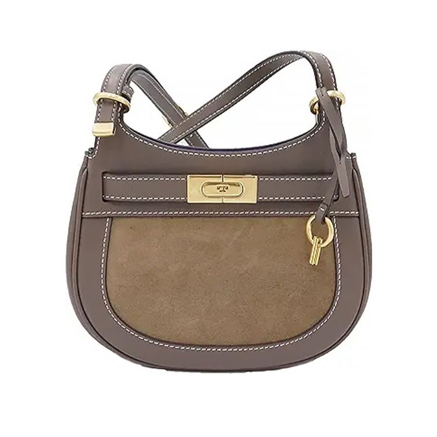 【TORY BURCH】拼接皮革造型兩用包-鐵灰色-0