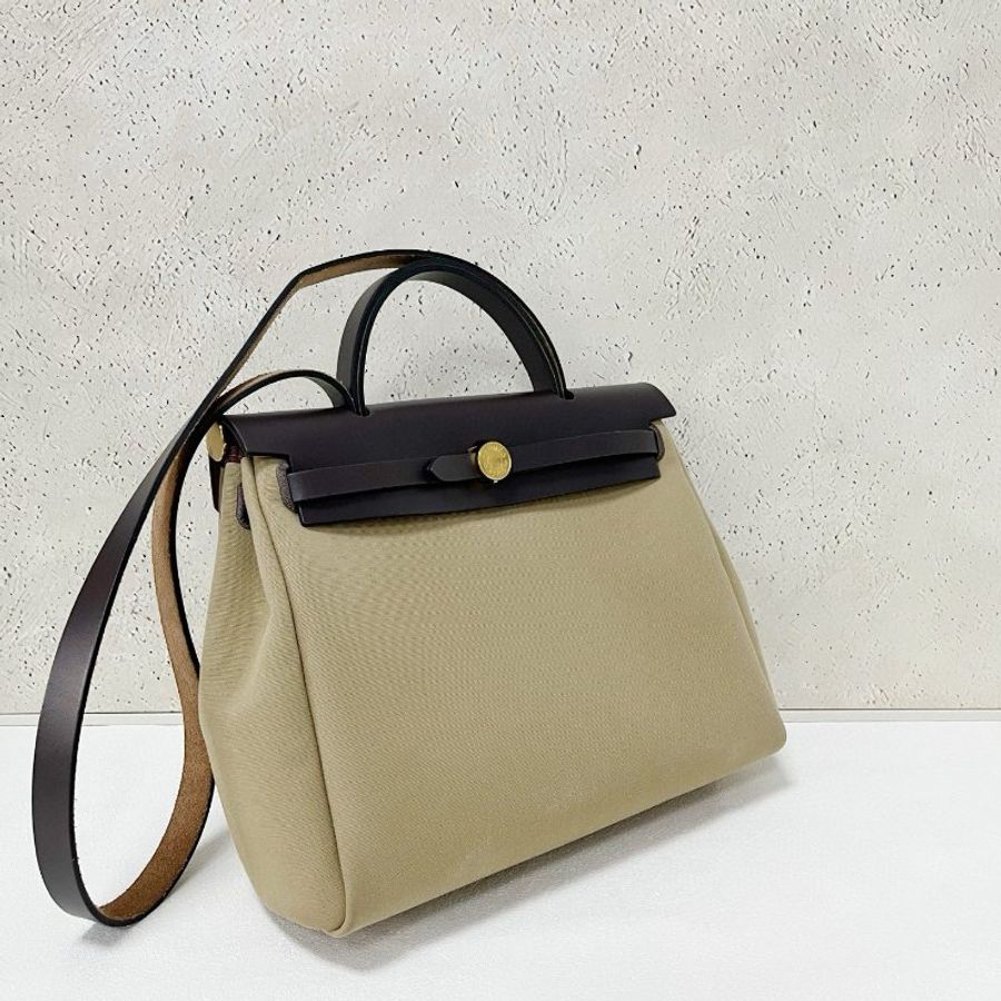 Hermes herbag31 風衣灰拼色 金扣-3
