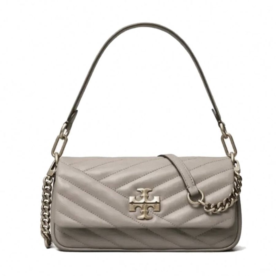 【TORY BURCH】縫線翻蓋肩斜二用包-灰色-3