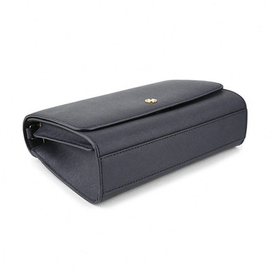 【TORY BURCH】雙T-LOGO防刮皮革翻蓋斜背包-黑色-2
