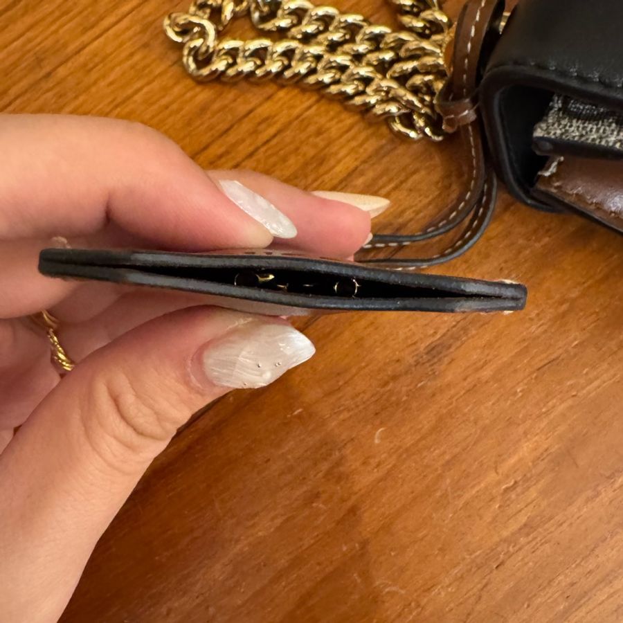 Gucci黑/咖皮革拼pvc padlock斜背包-49