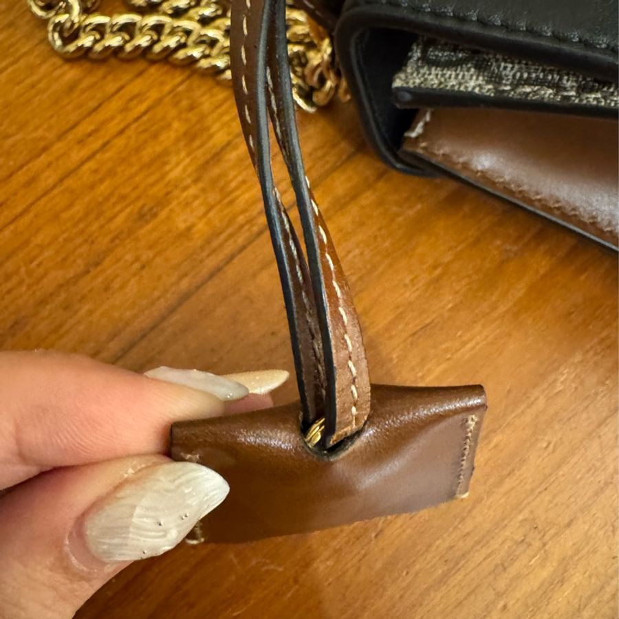 Gucci黑/咖皮革拼pvc padlock斜背包-53