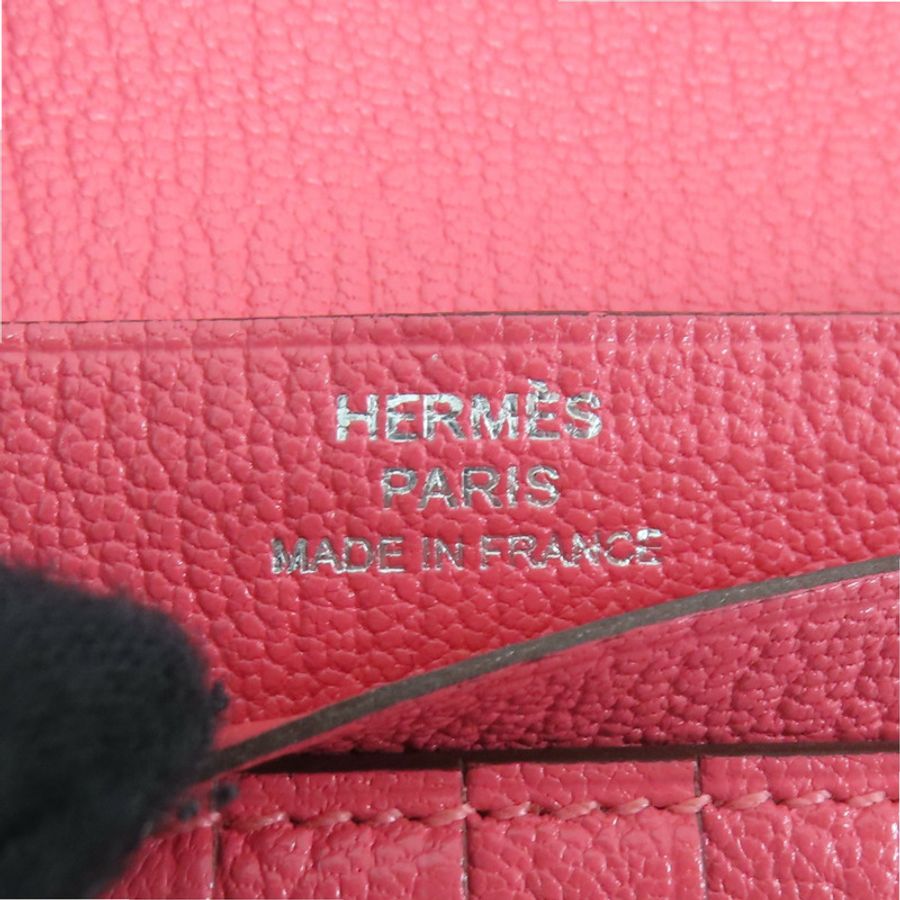 唇膏粉 Chevre 山羊皮 Bearn 銀扣 兩折短夾 C刻 銀扣【HERMES 愛馬仕】-9