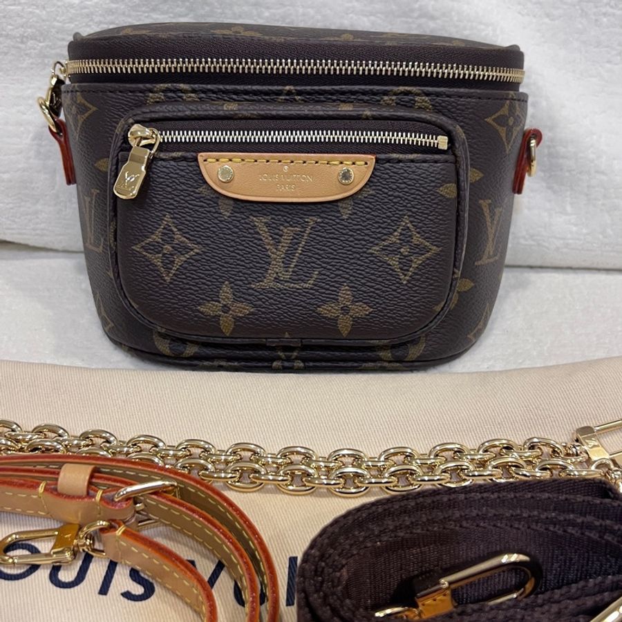 LV mini bumbag 原花 胸口包 腰包 肩背包 monogram 帆布 M82335-1