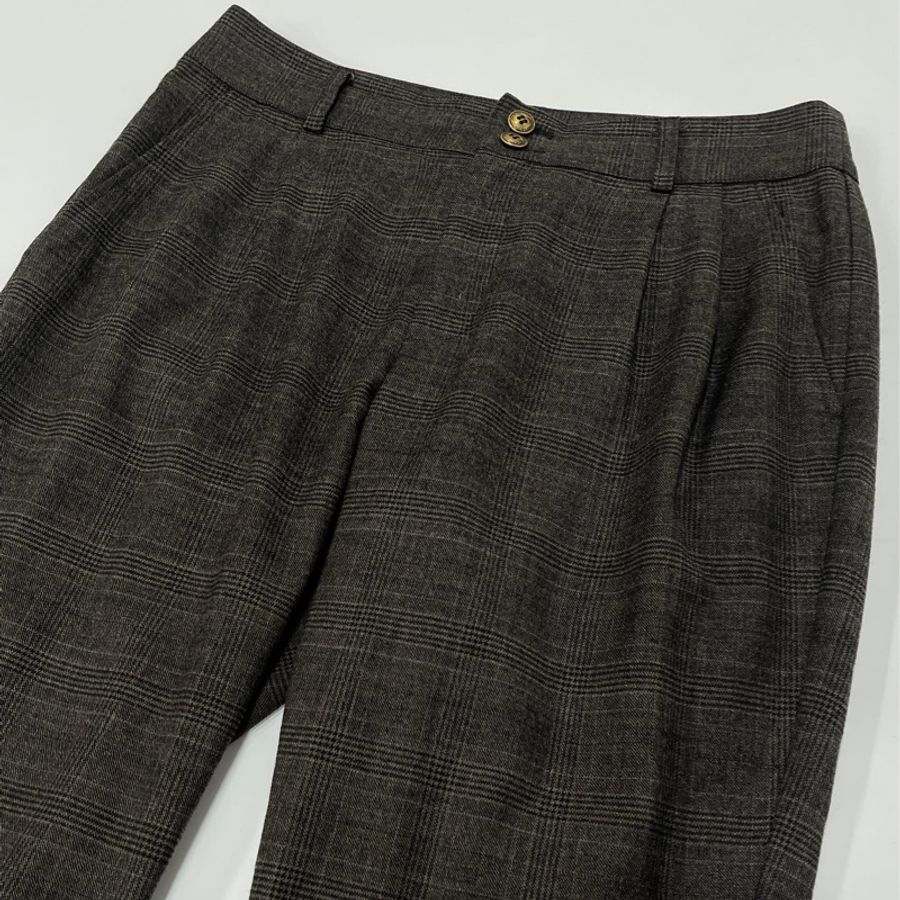 Burberry 藍標 格紋打摺戰馬毛料褲-4