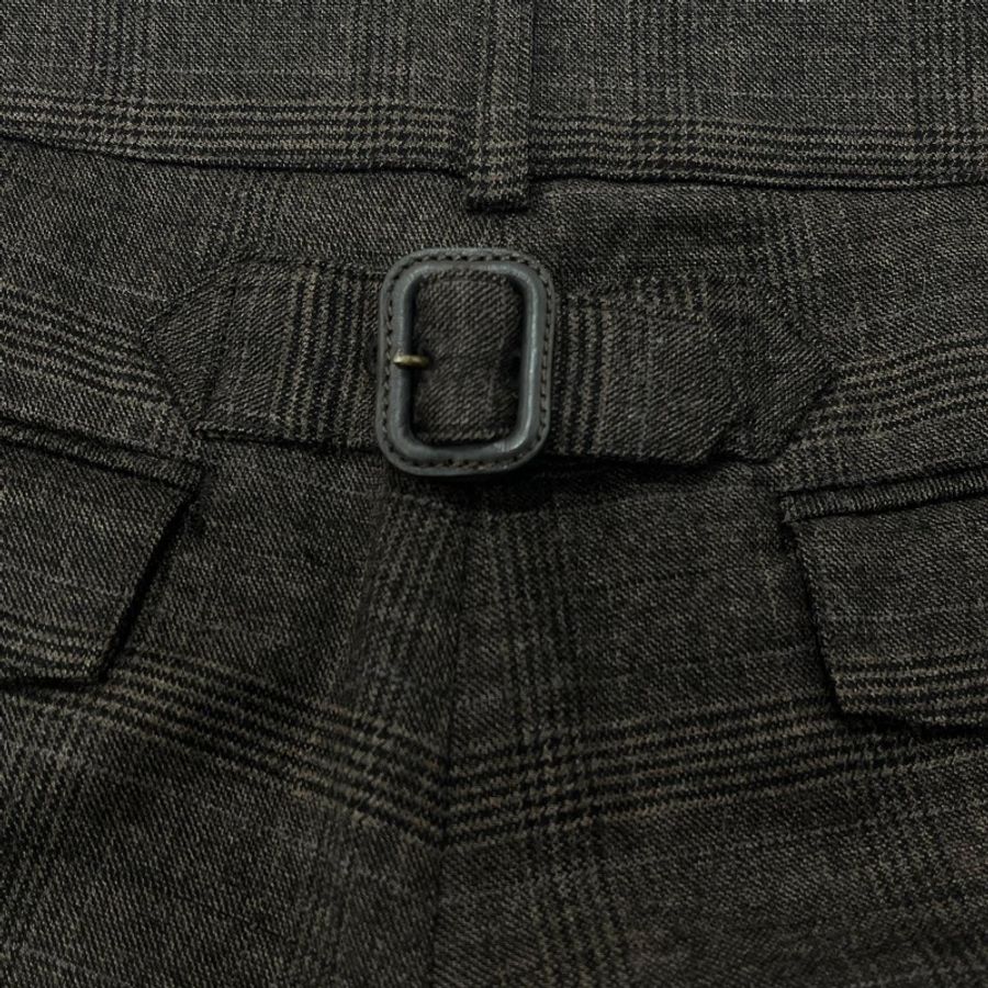 Burberry 藍標 格紋打摺戰馬毛料褲-7