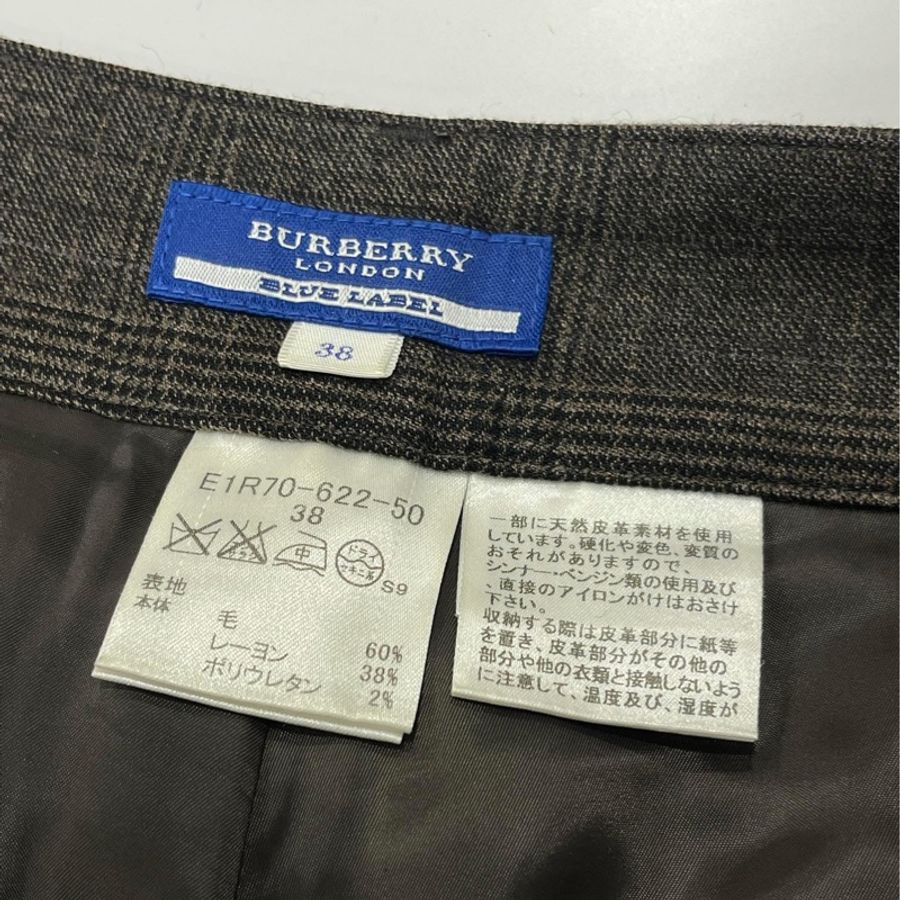 Burberry 藍標 格紋打摺戰馬毛料褲-9