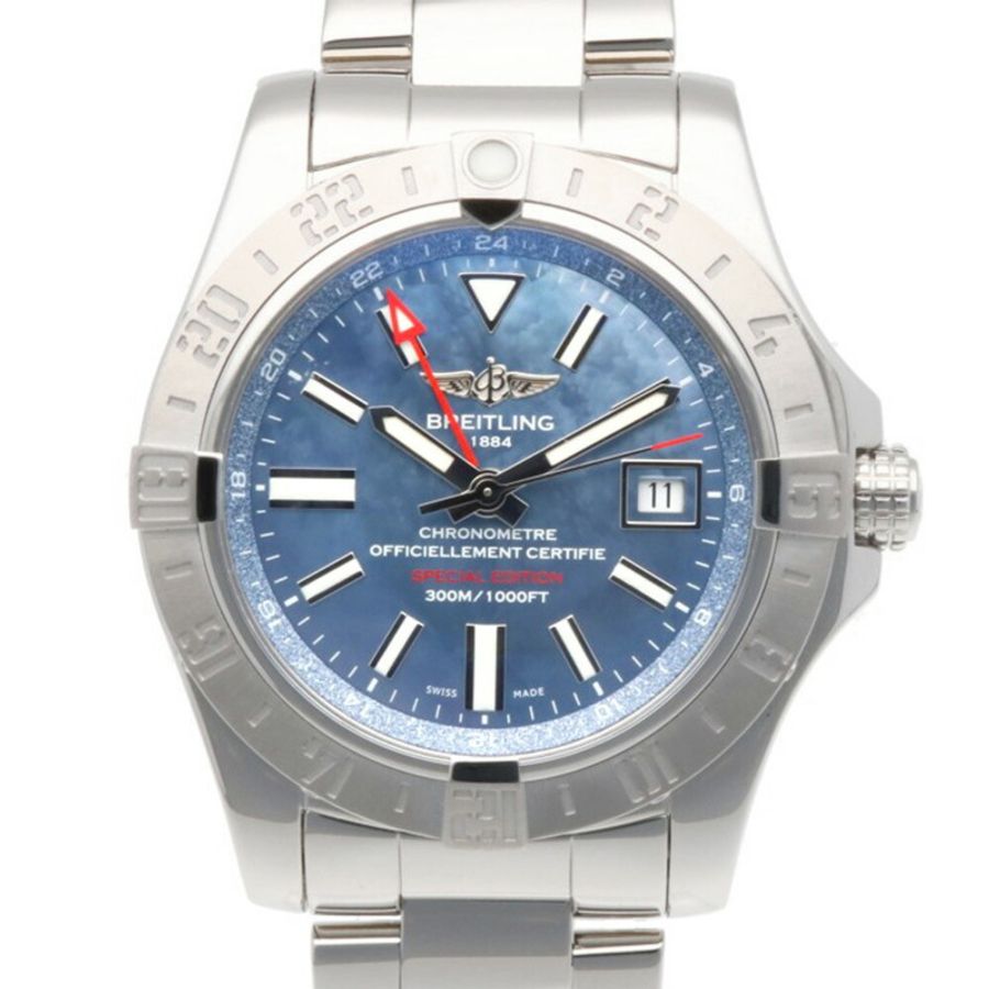 百年靈復仇者二代 GMT 男士不鏽鋼自動腕錶，型號 A32390，已檢修重新加工-0