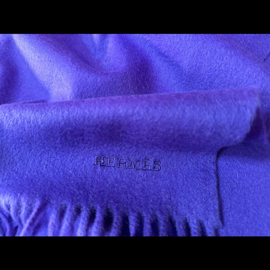 愛馬仕 紫色 Cashmere 羊絨圍巾-2