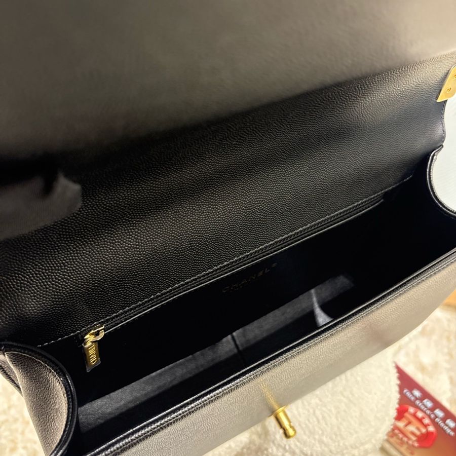 Chanel Boy28 黑金荔枝牛皮 菱格紋 全新❤️🔥-8