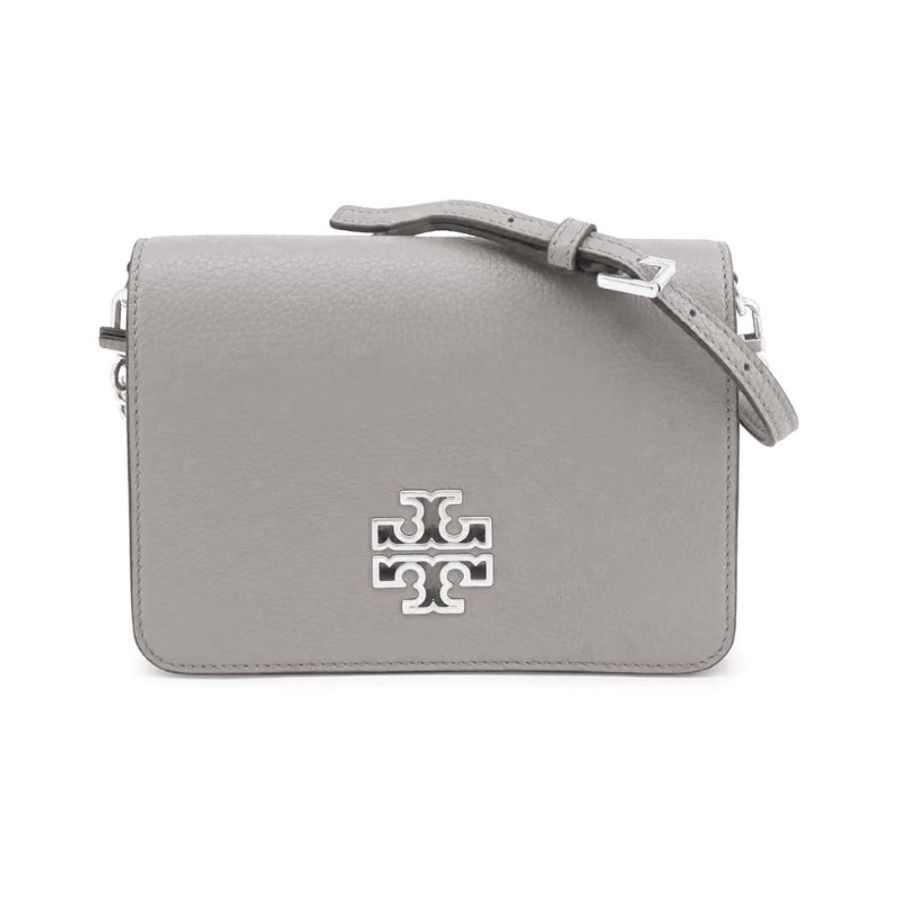 【TORY BURCH】雙T-LOGO皮革斜背包-灰色-0