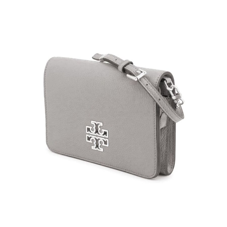 【TORY BURCH】雙T-LOGO皮革斜背包-灰色-2