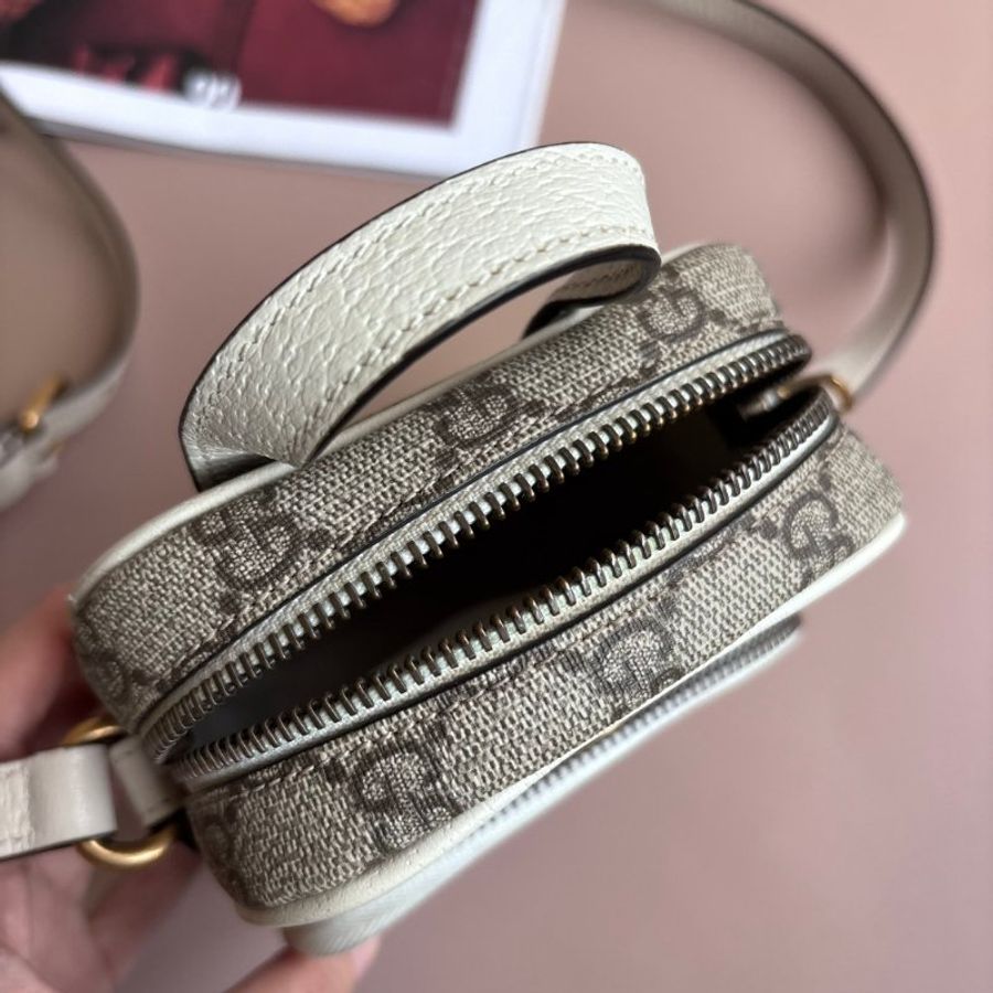 ::GUCCI:: 671682 經典ophidia系列迷你GG supreme帆布印花手提/斜背手機包(白色)-4