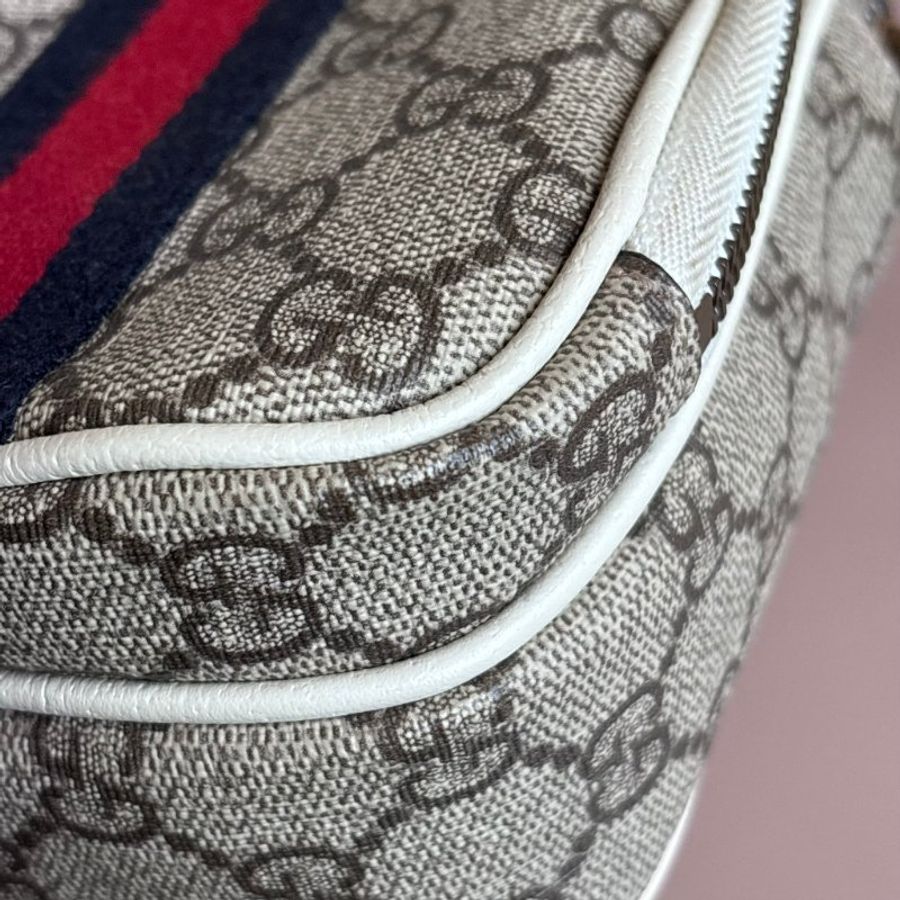 ::GUCCI:: 671682 經典ophidia系列迷你GG supreme帆布印花手提/斜背手機包(白色)-10