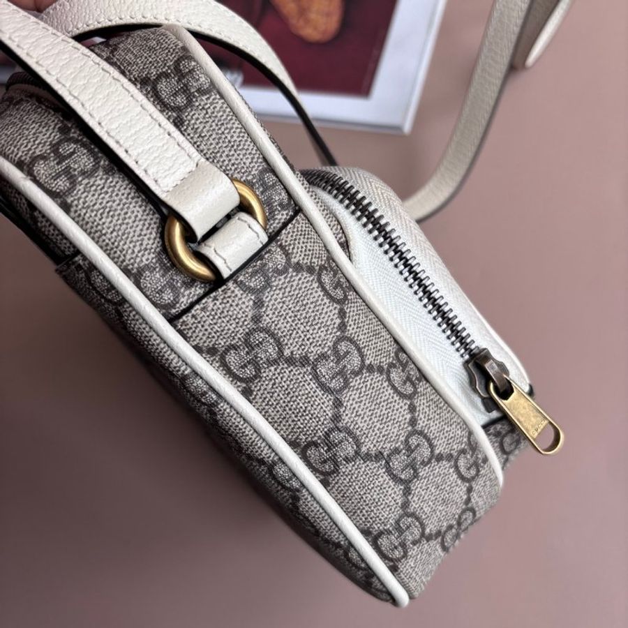 ::GUCCI:: 671682 經典ophidia系列迷你GG supreme帆布印花手提/斜背手機包(白色)-18