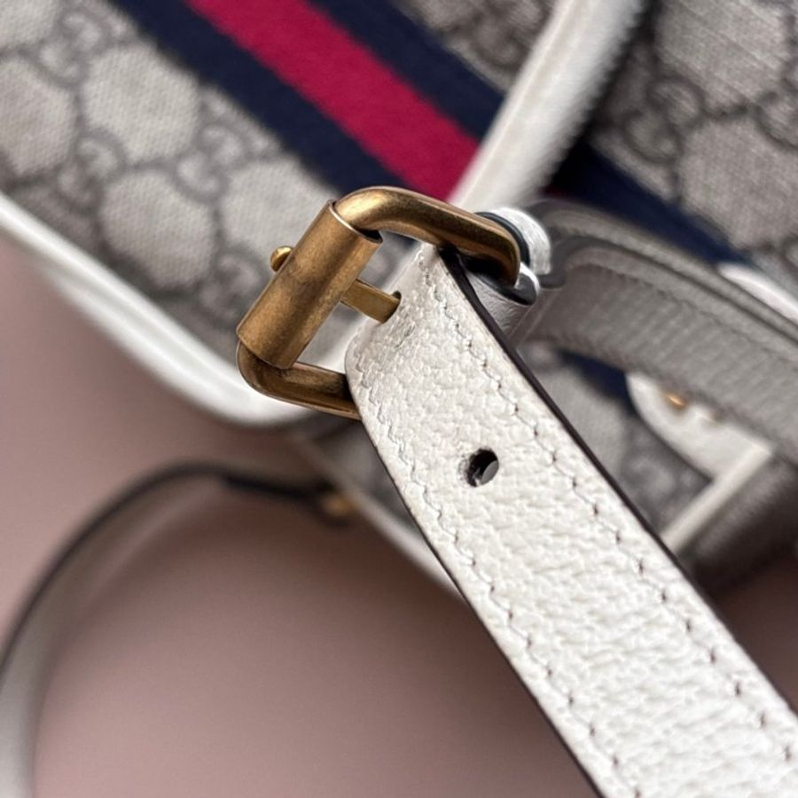 ::GUCCI:: 671682 經典ophidia系列迷你GG supreme帆布印花手提/斜背手機包(白色)-23