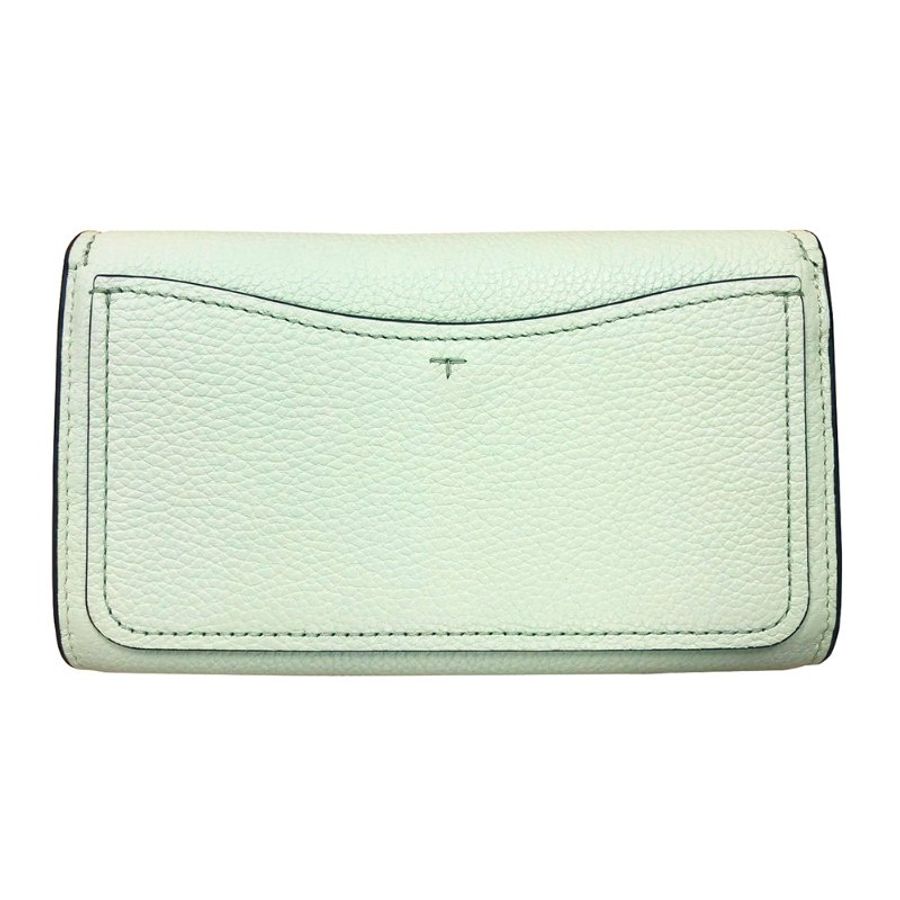 【TORY BURCH】素面皮革翻蓋斜背包-淺草綠色-1