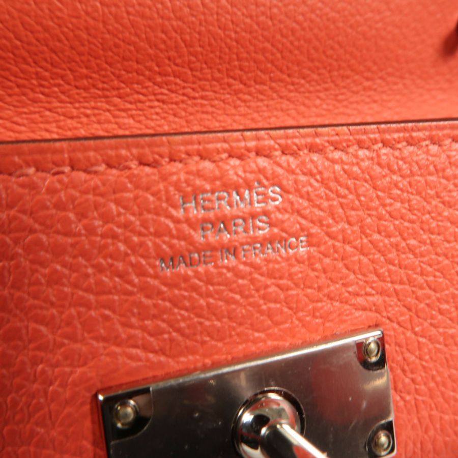 HERMES 【Hermes Fair】Clemence皮革Kelly To Go銀扣肩背袋Rose Lipstick-10