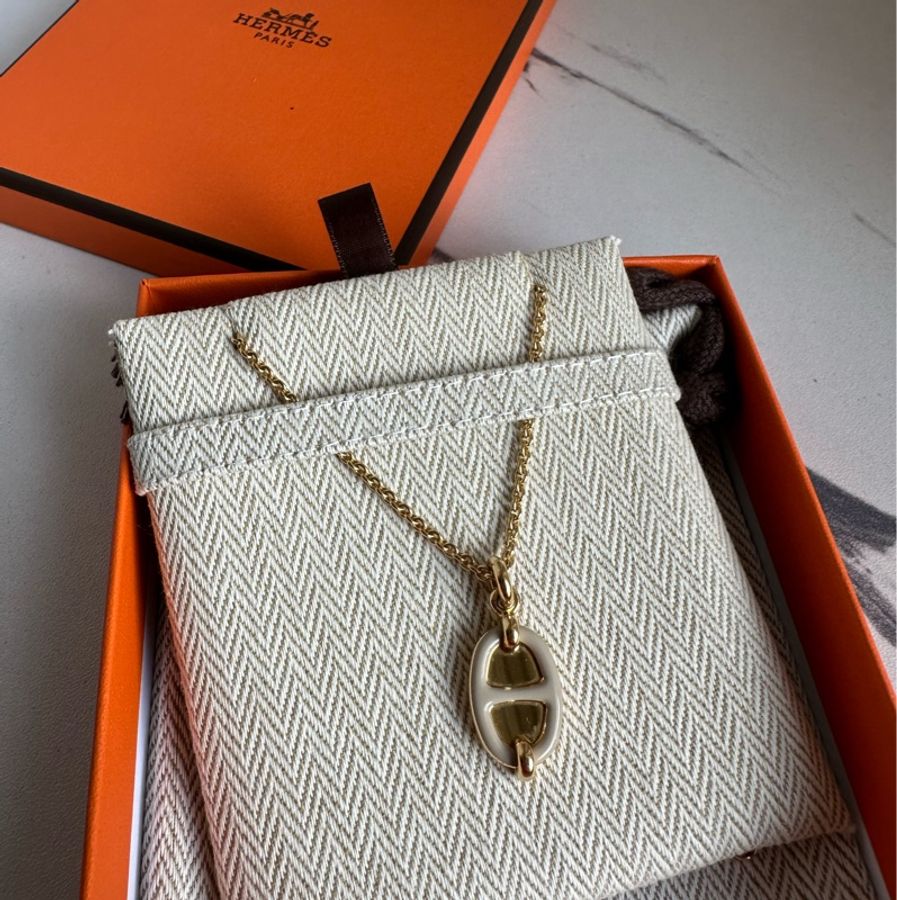 Hermes 好美呀奶茶色豬鼻子項鍊🥰-0