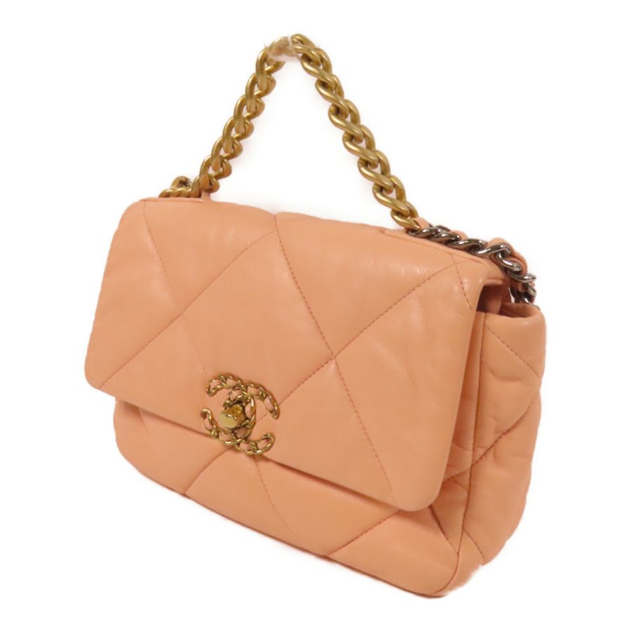 CHANEL 【激減優惠】羊皮皮革Chanel 19 Small金扣鏈帶肩背袋-2