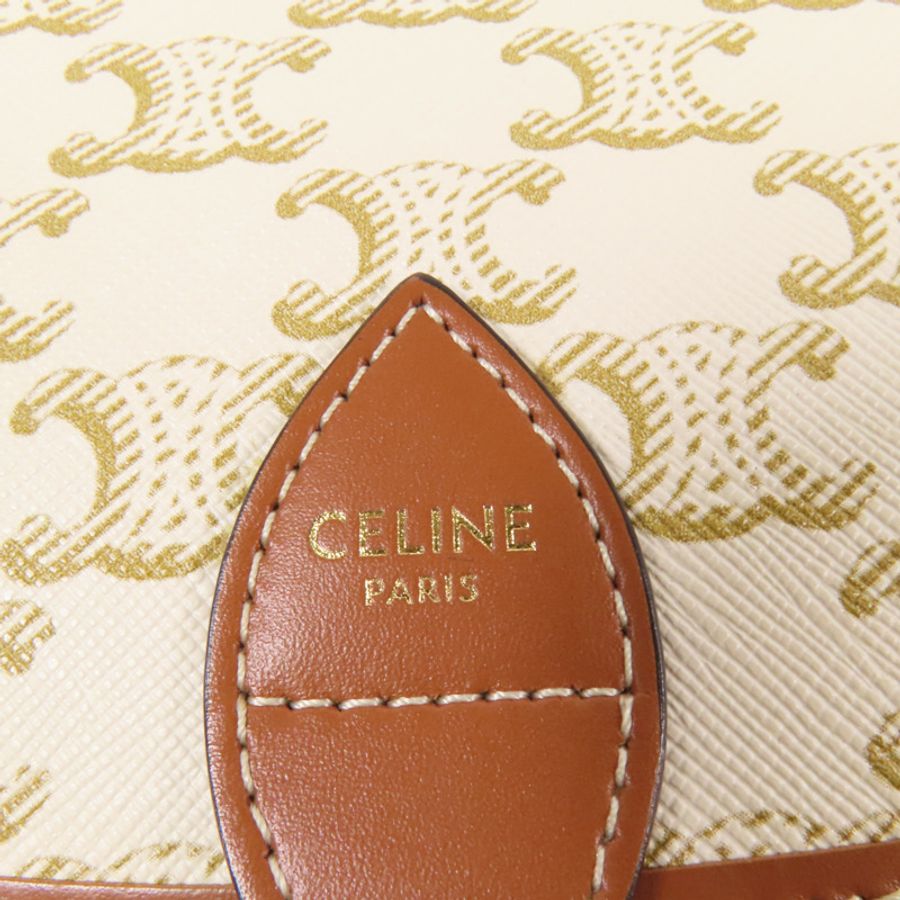 CELINE 塗層帆布Folco Bag金扣肩背袋-8