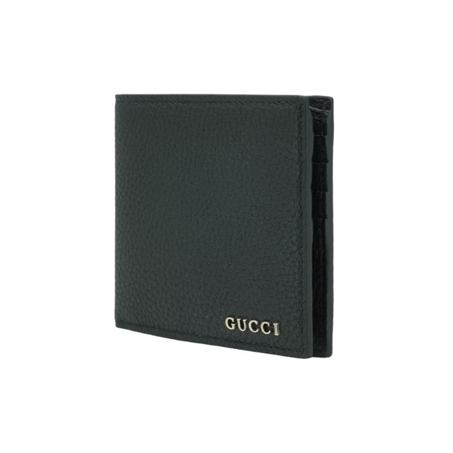 Gucci 銀Logo粒面牛皮品牌八卡對開短夾(771148-黑)-1