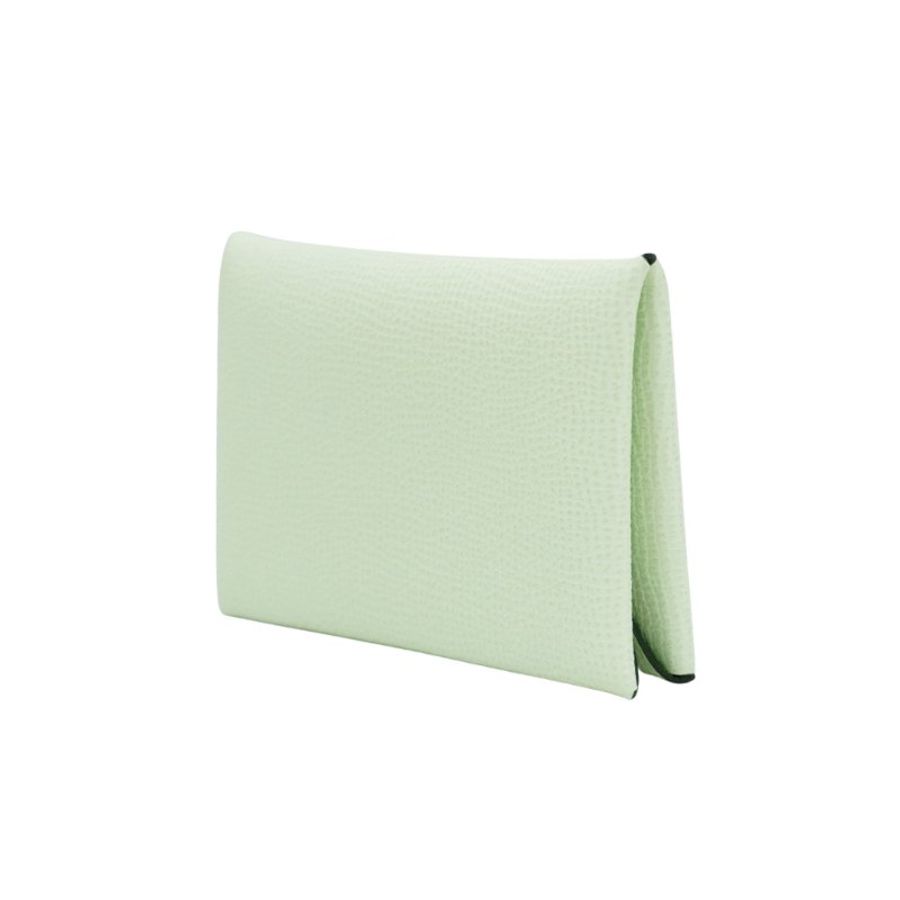 Hermes 展示品 Calvi 釦式對開卡包/卡片夾(氣泡綠)-1