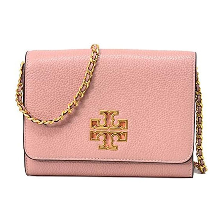 【TORY BURCH】素色荔枝皮革翻蓋斜背包-乾燥玫瑰粉-4
