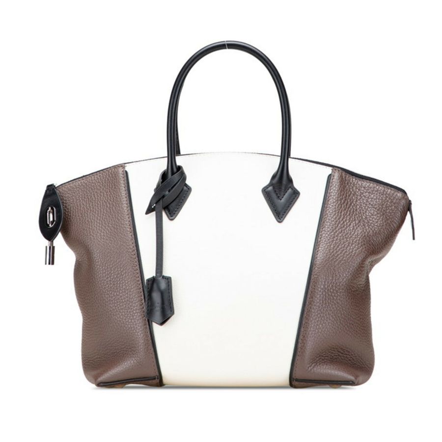 Louis Vuitton Parceana Lockit PM 雙色手袋 M51066，米白色和深棕色 Taurillon 皮革材質。女士。路易威登-0